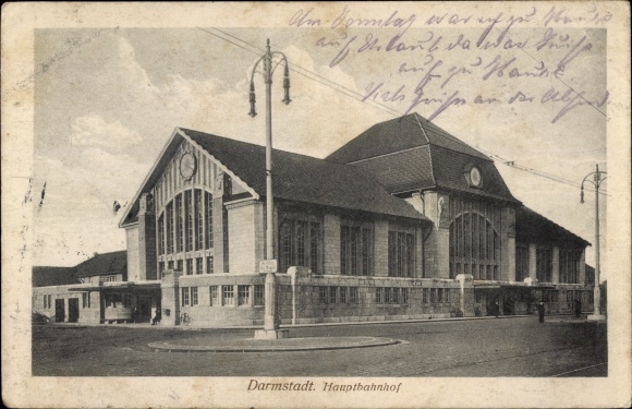 Ak Darmstadt Hessen, Hauptbahnhof, Außenansicht