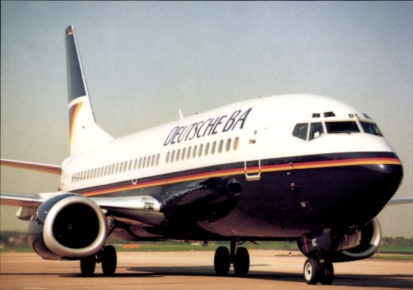 Postcard Boeing 737-300, passenger aircraft, Deutsche BA