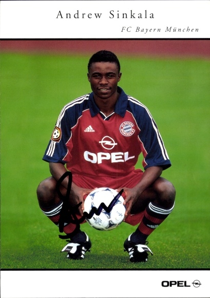 Autogrammkarte Andrew Sinkala, FC Bayern München, Opel Zafira, Autogramm