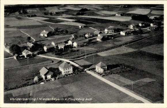 Postcard Vordersarling Unterdietfurt Lower Bavaria, aerial photograph