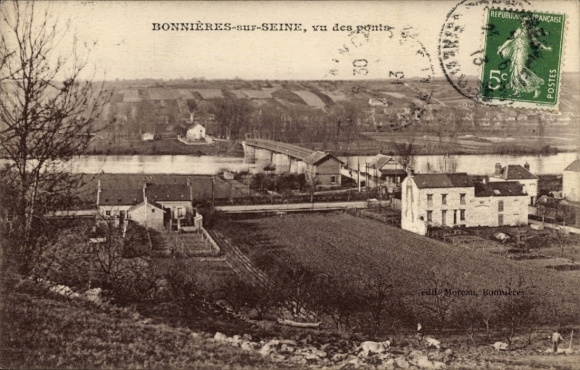 CPA Bonnières-sur-Seine, vu des ponts