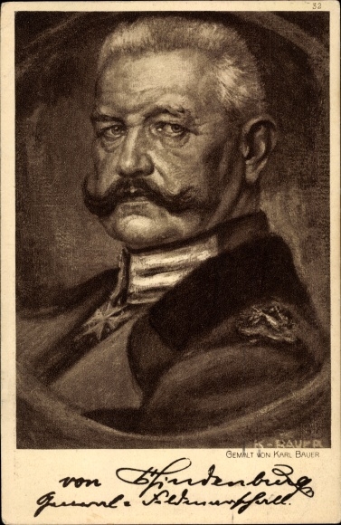 Artist PC Bauer, Karl, Field Marshal Paul von Hindenburg, portrait