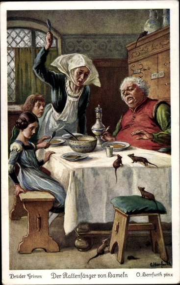 Künstler Ak Herrfurth, Oskar, Märchen, Der Rattenfänger von Hameln, Gebrüder Grimm