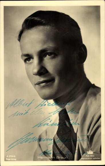 Postcard actor Hermann Braun, portrait, Ross Verlag A 2734/2, autograph