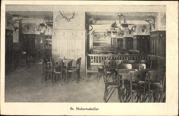 Ak Wien 6. Mariahilf, Josef Dörners Restaurant St. Hubertus, Mariahilfer Straße 49, Innenansicht