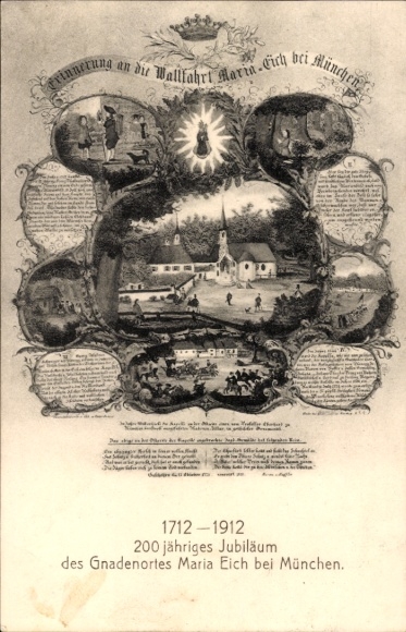 Postcard Planegg Upper Bavaria, pilgrimage church Maria Eich, 200th anniversary
