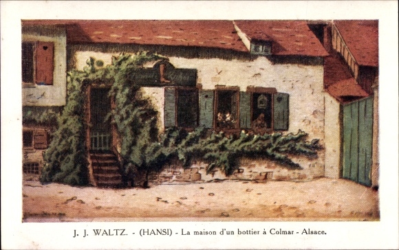Künstler Ak Hansi / Jean Jacques Waltz, La Maison d'un bottier à Colmar Alsace