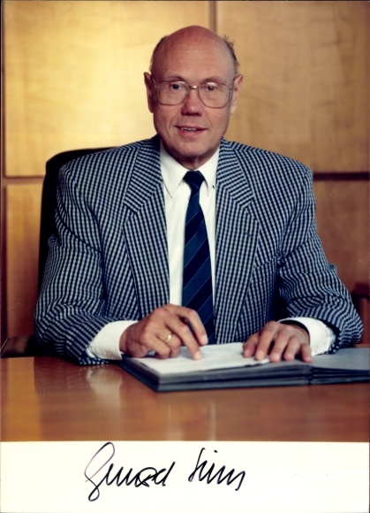 foto politicus Prof. Dr. Gerhard Seiler, burgemeester van Karlsruhe, handtekening