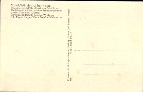 Postcard Calden in Hesse, Wilhelmstal Castle