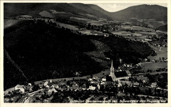 Ak Oberharmersbach im Schwarzwald Baden, Fliegeraufnahme