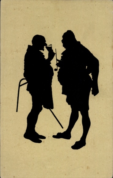Postcard Niederlössnitz Niederlößnitz Radebeul Saxony, Bardolph and the innkeeper silhouette map of the...