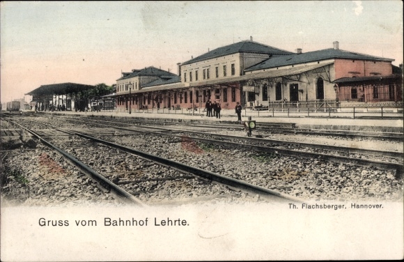 Postcard Lehrte in Lower Saxony, train station, track side