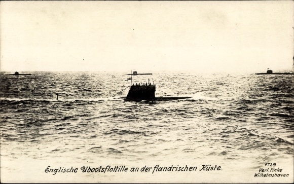 Ak Englische U-Bootsflottille an der flandrischen Küste