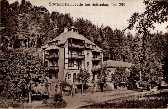 Ak Bad Schandau Sächsische Schweiz, Schrammsteinbaude, Wald, Telefonnummer 293