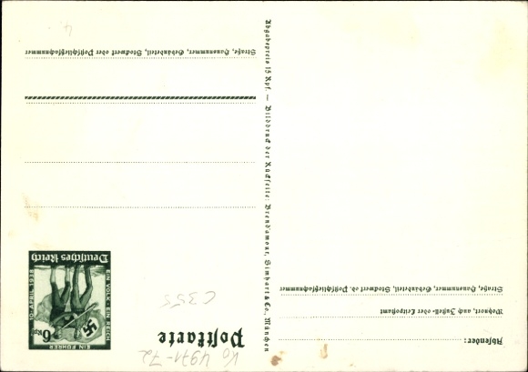 Postal stationery Postcard Klein, One People, One Reich, One Führer, Anschluss of Austria 1938, Greater Germany
