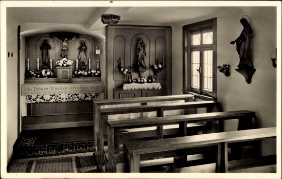 Postcard Malsch district of Karlsruhe Baden, hospital chapel