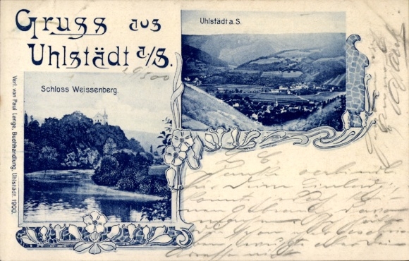 Postcard Uhlstädt Kirchhasel an der Saale, general view, Weissenberg Castle