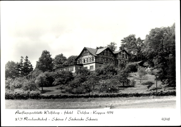 Ak Reinhardtsdorf Schöna Saksisch Zwitserland, excursierestaurant Wolfsberg Hotel