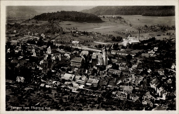 Postcard Tiengen am Oberrhein, aerial photograph
