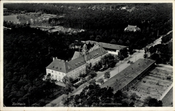Postcard Zeithain in Saxony, aerial photograph of original image, building view, landscape