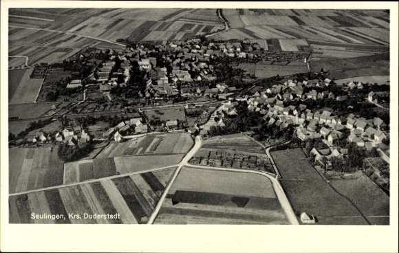 Ak Duderstadt im Eichsfeld, Luftaufnahme, farmland, Häuser, Seulingen, ländliche Umgebung