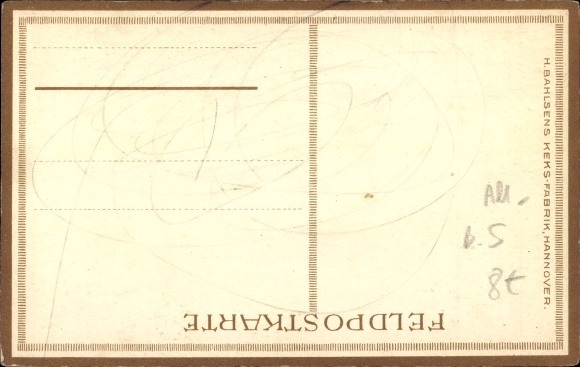 KP artysty Georgi, W., Leibniz Biscuit, reklama, Bahlsens Biscuit Factory Hanover, jeździec, żołnierz, mundur