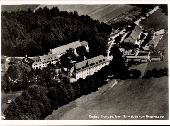 Postcard Krumbach in Swabia, Krumbad, aerial photograph