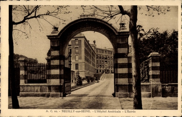 Ak Neuilly sur Seine Hauts de Seine, L'Hopital Americain, Eingang