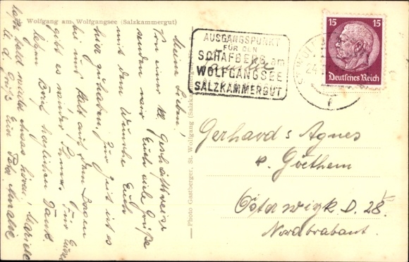 PC St. Wolfgang am Wolfgangsee Upper Austria, ships, mountains, German Empire