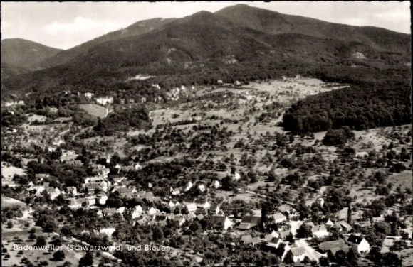 Postcard Badenweiler in the Black Forest, aerial photograph, Blauen