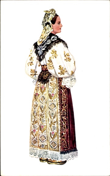 Artist Postcard Kirin, Vladimir, Croatia, Woman in traditional costume