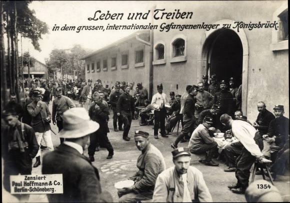 Postcard Königsbrück in Oberlausitz, prisoners of war in the camp, I WW