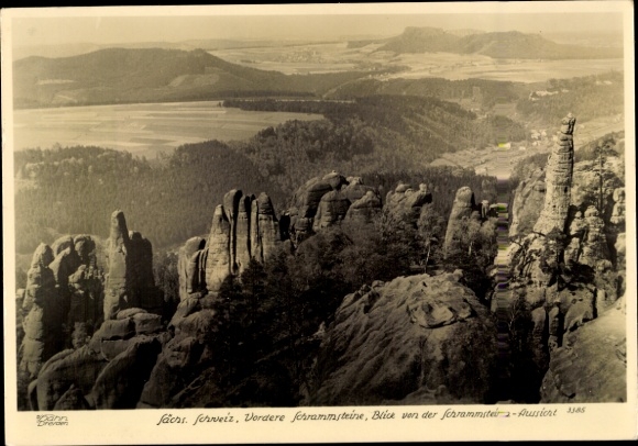 Ak Ostrau Bad Schandau Sächsische Schweiz, Vordere Schrammsteine