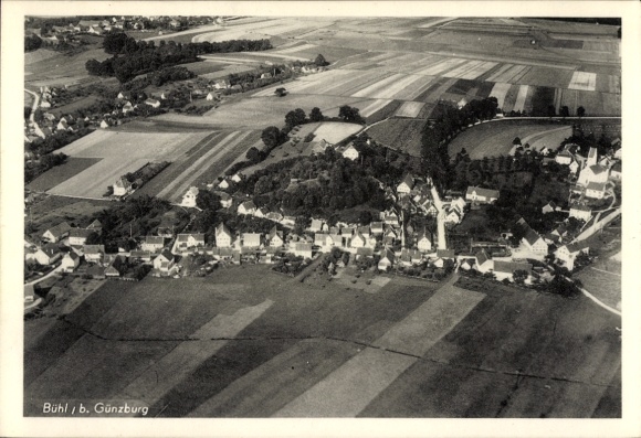 Ak Bühl (bei Günzburg) Bibertal in Schwaben, Fliegeraufnahme