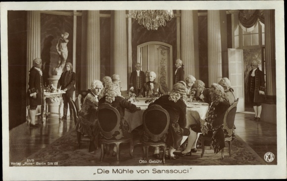 Ak Filmszene Die Mühle von Sanssouci, Schauspieler Otto Gebühr, Friedrich der Große