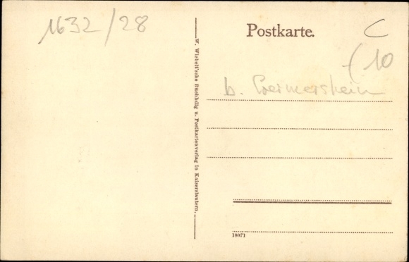 Postcard Hördt in der Pfalz, school building, monument to St. John