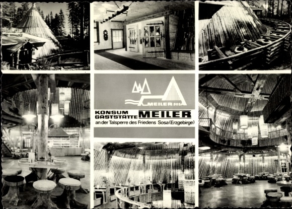 Postcard Sosa Eibenstock in the Ore Mountains, consumer restaurant Meiler