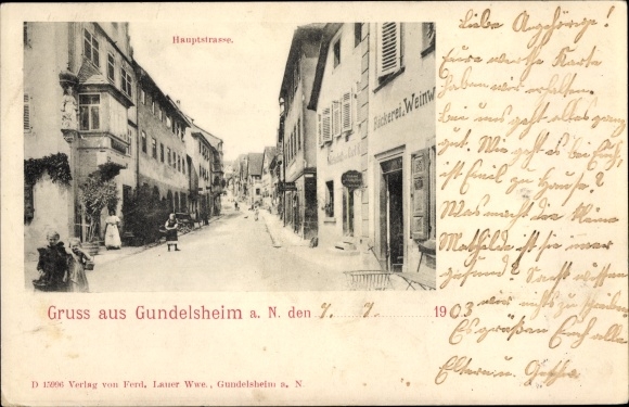 PC Gundelsheim am Neckar Württemberg, main street, bakery
