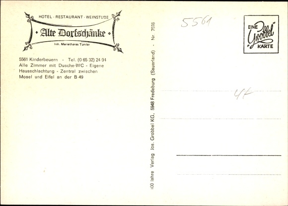 Postcard Kinderbeuern in the Alftal, old village tavern, general view of the place