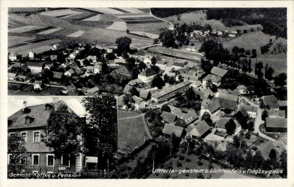 Ak Unterlangenstadt bei Lichtenfels Redwitz an der Rodach Oberfranken, Fliegeraufnahme, Schloss