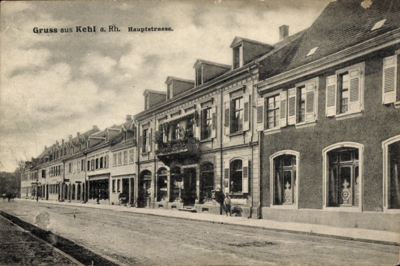 Postcard Kehl am Rhein, Main Street