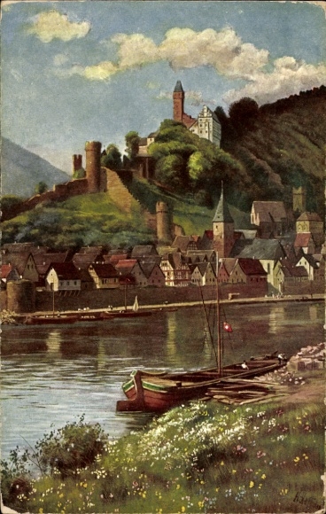 Artist Postcard Hoffmann H., Hirschhorn am Neckar, general view