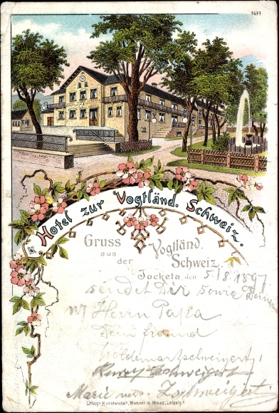 Chromo-Litho Jocketa Pöhl Vogtland, Hotel zur Vogtländ. Switzerland