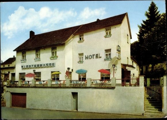 Oberlahr in het Westerwald Rijnland-Palts, Hotel Café Wiedterrasse