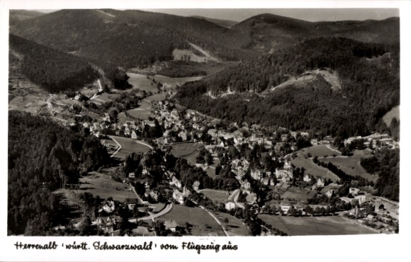 Postcard Bad Herrenalb in the Black Forest, aerial photograph