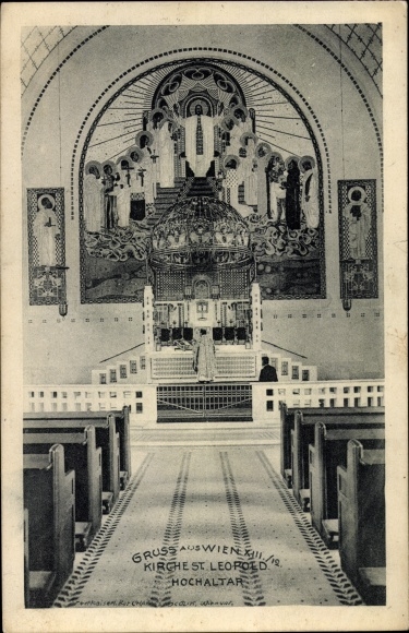 PC Wien 13 Hietzing Austria, Church of St. Leopold, interior view, high altar