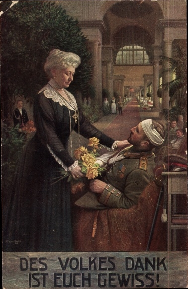 Artist PC Fischer, The people&#39;s thanks are certain, Empress Auguste Viktoria visits a war veteran