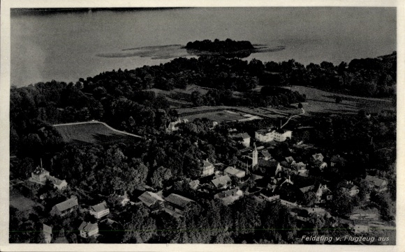 Postcard Feldafing on Lake Starnberg Upper Bavaria, aerial photograph
