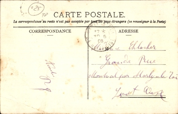 Postcard Villennes sur Seine Yvelines, villa, garden, trees in the background, architecture