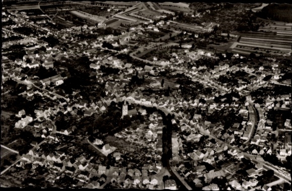 Postcard Eberstadt Darmstadt in Hesse, aerial photograph of Eberstadt, numerous residential buildings, outline of